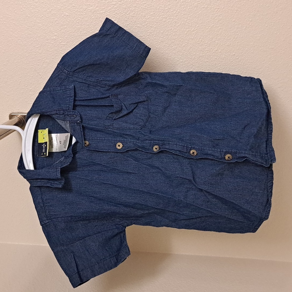 Mick Mack Boys Denim Short-Sleeve Button-Down Shirt 4T